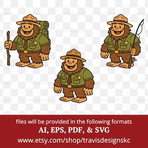 Bigfoot SVG Sasquatch SVG Bigfoot clipart Bigfoot Hiking Bigfoot Park Ranger Bigfoot Vector Camping Bigfoot Bigfoot Walking Cute Bigfoot