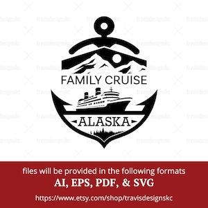 Familjekryssning i Alaska SVG: Skiss av vintagefartyg (digital fil)
