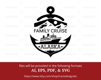 Family Alaska Cruise SVG: Vintage Ship Outline (Digital File)