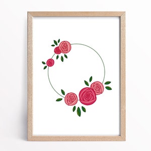 Wreath of Pink Roses - Printable Wall Art