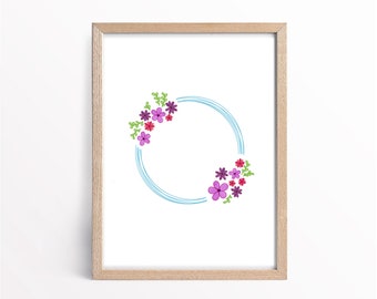 Wreath of Purple Flowers - Printable Wall Art