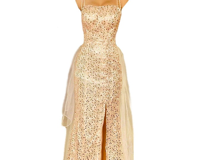 Sorbet Sequin Pearl Trumpet Gown US size: 2