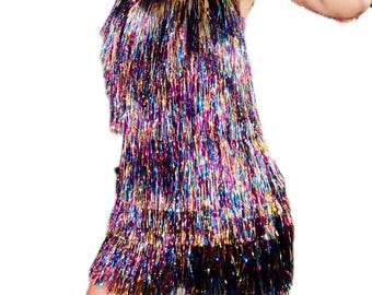 Multicolor Fringe Mini Dress