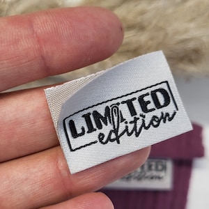 Webetiketten, Webettiketen, Weblabel, Webetiketten für handgemachte Kleidung, Kleidung gewebte Tags, Webetikett Limitierte Auflage