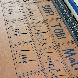 Faux leather Name Patch, Hat Patch, Stocking Patches, Personalized Name Tags, Engraved Faux leather Patches, Baby Name Hat