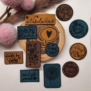 Bundle of faux leather labels, faux leather tags, labels for handmade, sewing, kunstleder labels, big pack faux leather labels (BK1)