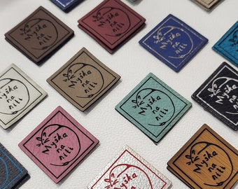 Custom LOGO tags,own logo labels 10pcs,Laserable leatherette labels, Leder Tag mit Logo, Kunstleder logo label,Customized faux leather label