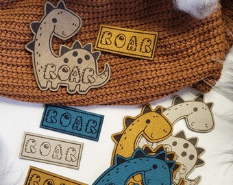 Kunstleder Labels DINO; faux leather label DINO, kunstleder label für kinder, Original labels; tag labels