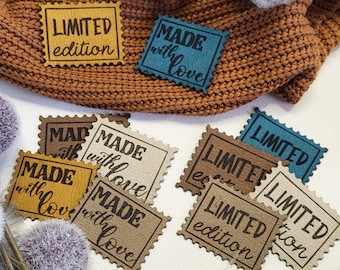 Faux leather labels, faux leather tags for sewing project, original faux leather labels, brushed faux leather labels,kunstleder label