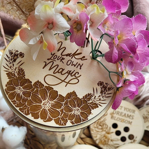 Wooden lid for vase/Flower Holder Vase Lid/ Special occasion gift/Original gift idea/Engraved lid for vase/Engraved vase holder