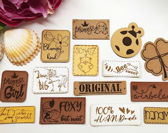 Bundle of faux leather labels, faux leather tags, labels for handmade, sewing, knit projects, big pack faux leather labels(G1)