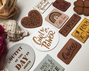 Faux leather labels, tags for handmade, faux leather tags, kunstleder labels, Leatherette labels for sewing (G4)