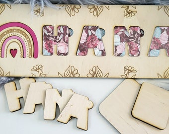 Personalised baby Name Puzzle/ Wooden,Acrylic Letters,Custom Name puzzle,Birthday Gift/ Montessori toy/ Unique gift/Fine motor skills toy