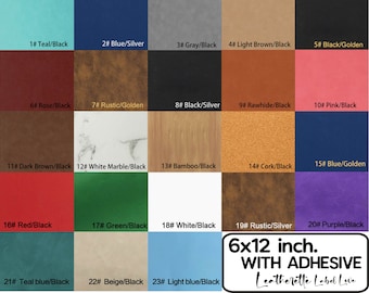Laserable Sheets WITH ADHESIVE backing, Laserable Leatherette 6x12" (15x30cm), Laser Engraving Supplies,  Leather Sheets Adhesive Backing