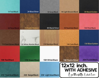 Laserable Sheets WITH ADHESIVE backing, Laserable Leatherette 12"x12" (30x30cm), Laser Engraving Supplies,  Leather Sheets Adhesive Backing