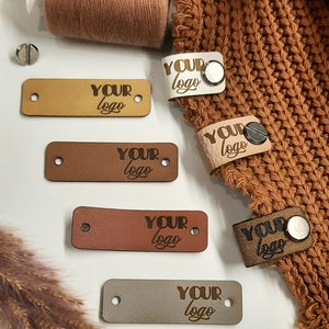 30pcs Sewing labels personalised for crochet knitting Folding leather tags  for handmade items Customize logo Garment craft label
