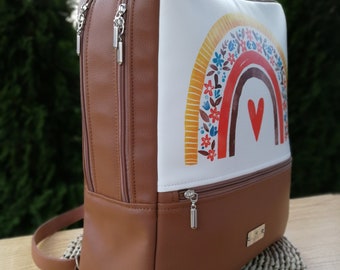 Sac à dos en faux cuir, sac à dos unique fait à la main, sac à dos design original, sac à dos femme, sac à dos pour ordinateur portable, cadeaux (BP3)
