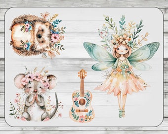 Dtf Transfer, Heat press on T-shirt, Dtf iron on, A4/A5 dtf transfer; folk fairy with animals, cute fol animals, dtf; custom dtf transfer