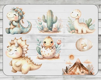 Dtf Transfer, Heat press on T-shirt, Dtf iron on, A4/A5 dtf transfer; min pastel dino, cute dinosaur, dtf; custom dtf transfer