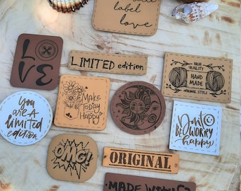 Faux leather labels, faux leather tags, Tags for your handmade projects, Big pack of faux leather labels, Kunstleder labels (K12)