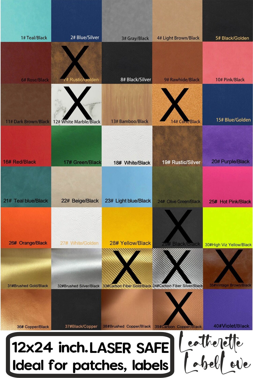 Laserable Sheets for Laser Engraving, Laserable Leatherette 12x24 ...