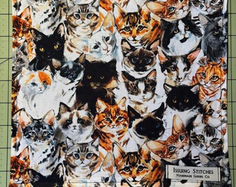 EDC Hank. 100% cotton and microfiber. Watercolor cats w/ black back.