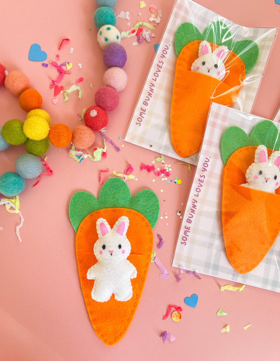 Mini Felt Bunny Pocket Carrot - Handmade Whimsical Stuffed Animal ...