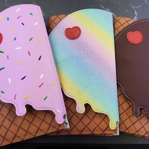 Erdbeere Sherbert Schokolade Eistüte Sundae Novelty Portemonnaie
