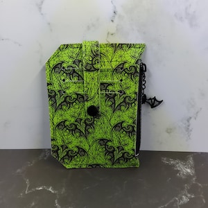 Verde lima y negro murciélagos de encaje Pocket Pal Wallet
