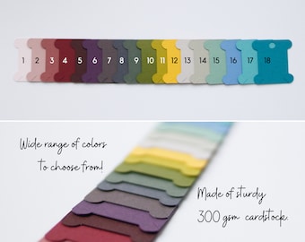 Set of 25 colorful embroidery floss, thread cardstock bobbins