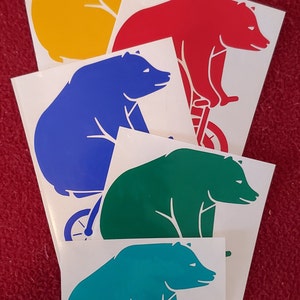 Bear Riding Bike vinyl decal, Bear decal, Bear sticker, Cycling decal, car decal, window decal, cycling gift, bumper sticker, bicycle decal