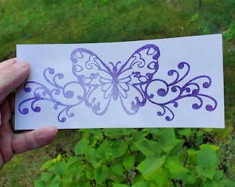 Butterfly vinyl decal, vinyl sticker, scrapbook, car window, car decal, filigree, bumper sticker, wall decal, window decal, butterfly decal