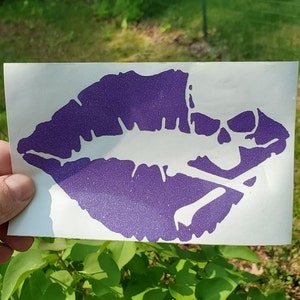 Sticker Lippen met schedel, vinylsticker, autosticker, raamsticker, bumpersticker, lippensticker
