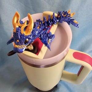 30oz, 40oz or 60oz Baby Lunar Articulated Dragon Stanley Topper, Straw Topper, Articulated Dragon, Topper, Stanley Accessory, fidget toy