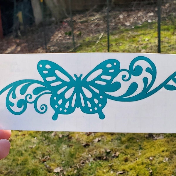 Butterfly filigree vinyl decal, butterfly sticker, window decal, laptop decal, car decal, butterfly decal, bumper sticker