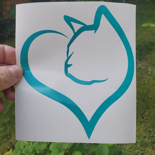 Cat Heart vinyl decal, cat decal, cat sticker, heart sticker, heart decal, car decal, window decal, bumper sticker, laptop decal