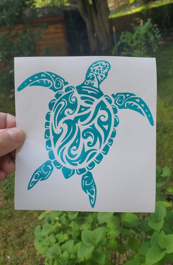EW Designs Tribal Turtle Bumper Sticker - Pink & Blue Ombre Vinyl Decal, 4 Inches Tall - View #9