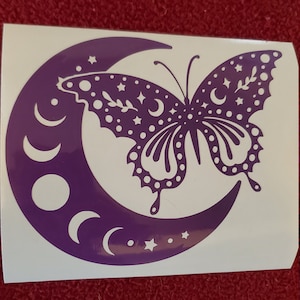 Celestial Butterfly and Moon vinyl decal, Moon decal, Butterfly decal, car decal, window decal, laptop decal, Celestial decal