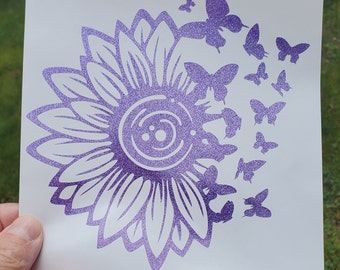 Vlinder en bloem, vinylsticker, vinylsticker, bumpersticker, raamsticker, autosticker, laptopsticker, scrapbooking
