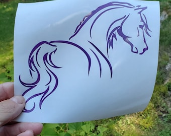 Calcomanía de vinilo con silueta de caballo, calcomanía de caballo, calcomanía de vinilo, decoración de caballo, calcomanía para auto, calcomanía para ventana, calcomanía para laptop, calcomanía para parachoques