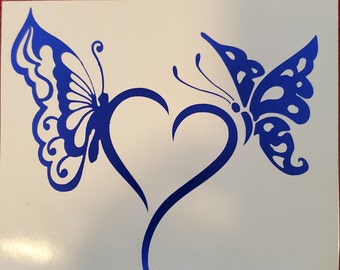 Corazón de mariposa, calcomanía de vinilo, pegatina de vinilo, pegatina para parachoques, álbum de recortes, ventana de coche, calcomanía para coche