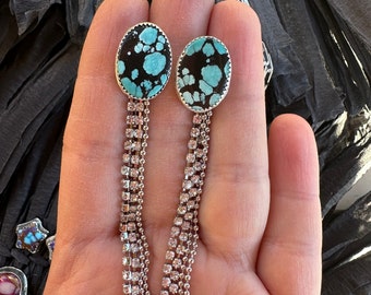 Turquoise Sparkle Earrings -Sterling Silver