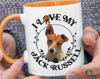 I Love My Jack Russell  Coffee Mug Colored Inside and Handle,Dog Lovers Mug specifically designed for Jack Russell Breed,Gift for Dog Lover.