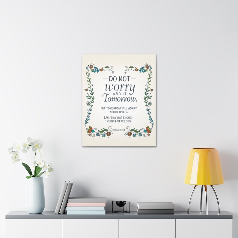 Matthew 6:34 Canvas Art | Bible Verse Wall Art, Scripture Prints That ...