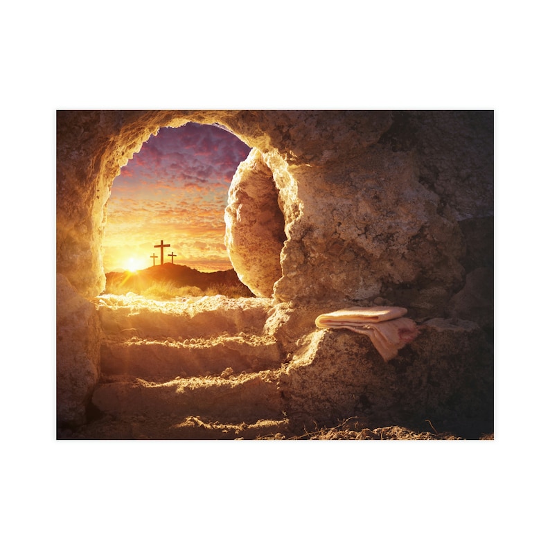 The Empty Tomb Matte Poster| Jesus Resurrection Print, He has Risen Poster, Christian Easter Poster, Jesus Resurrection Poster image 1