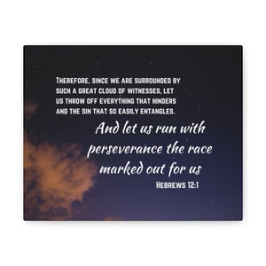Hebrews 12-1Wall Art| Bible Verse Wall Prints, Christian Home Decor, House Warming Gifts, Scripture Canvas Prints for Home or Office