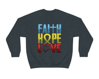 Glaube Hoffnung Liebe Sweatshirt | Inspirierende Zitat-Kleidung, erhebende Nachricht Sweatshirt, tolles Geschenk für Mama, Glaube Nachricht Geschenke