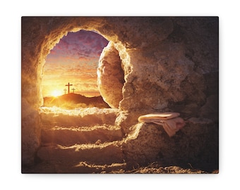 He Is Risen Canvas| Jesus Canvas Art, Christian Canvas Art-The Meaning of Easter, Faith Canvas Gift, It Is Finished