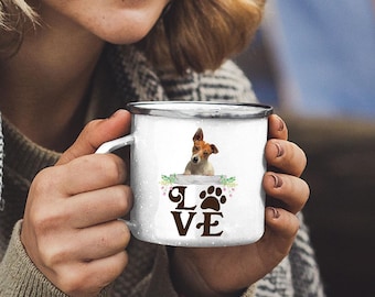 LOVE Jack Russell Terrier Stainless Steel Camping Mug,Jack Russell Mom or Dad Coffee Mug,Gift Mug for Jack Russell Owner.