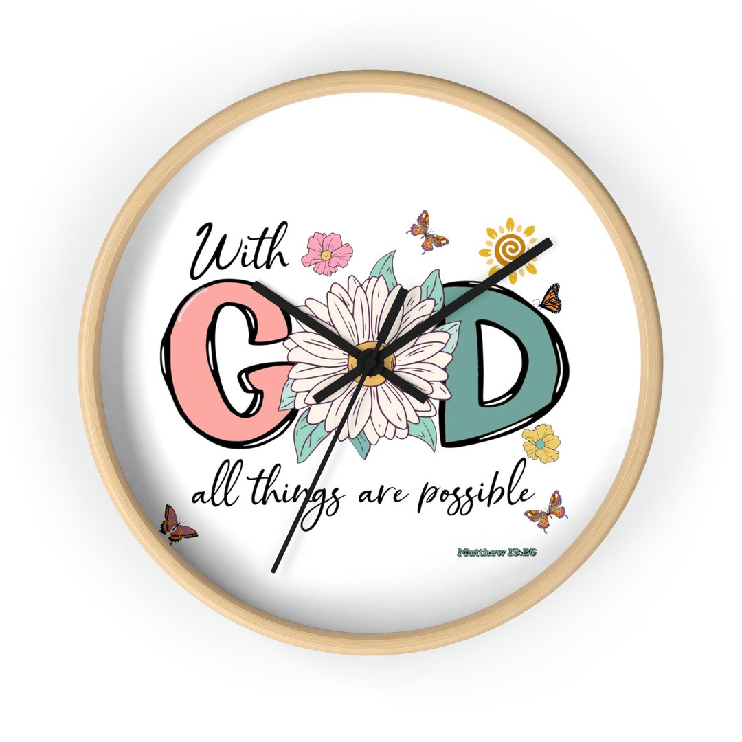 Bible Verse Wall Clockwith God Wall Clock,inspiration Wall Clock,matthew 1720 Clock,custom Wall